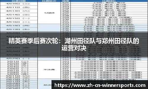 精英赛季后赛次轮：湖州田径队与郑州田径队的运营对决